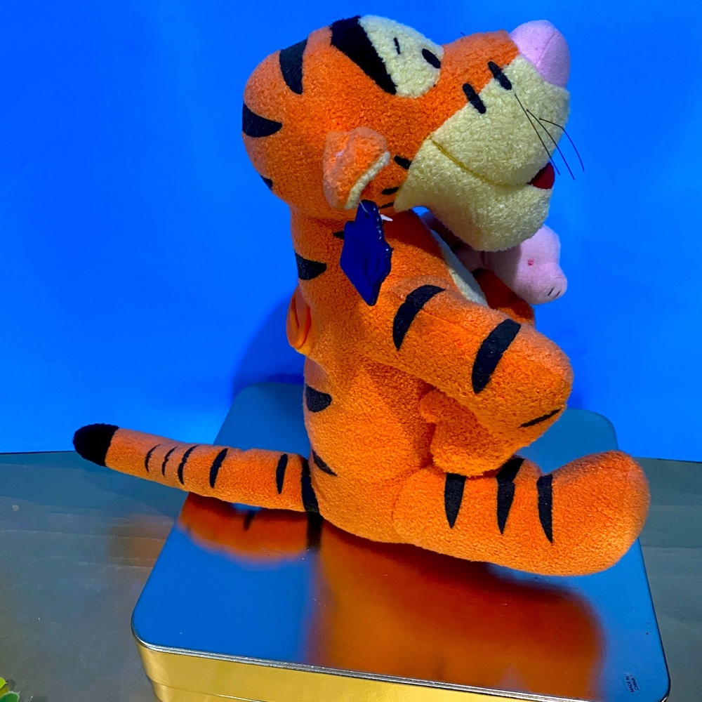 DISNEY NWT WINNIE THE POOH TIGGER PLUSH COIN PIGGY BANK w/STOPPER APPLAUSE 10” - Picture 8 of 16